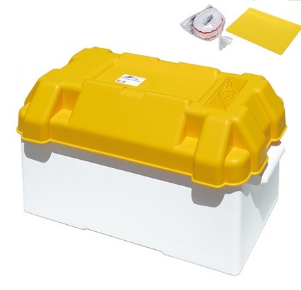 Skriňka na akumulátor 395 x 180 x 200 mm - bielo/žltá